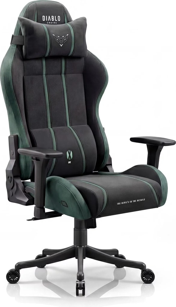 Gamer szék szövet Small Size, fekete-zöld: Diablo X-One 2.0 Forest Green