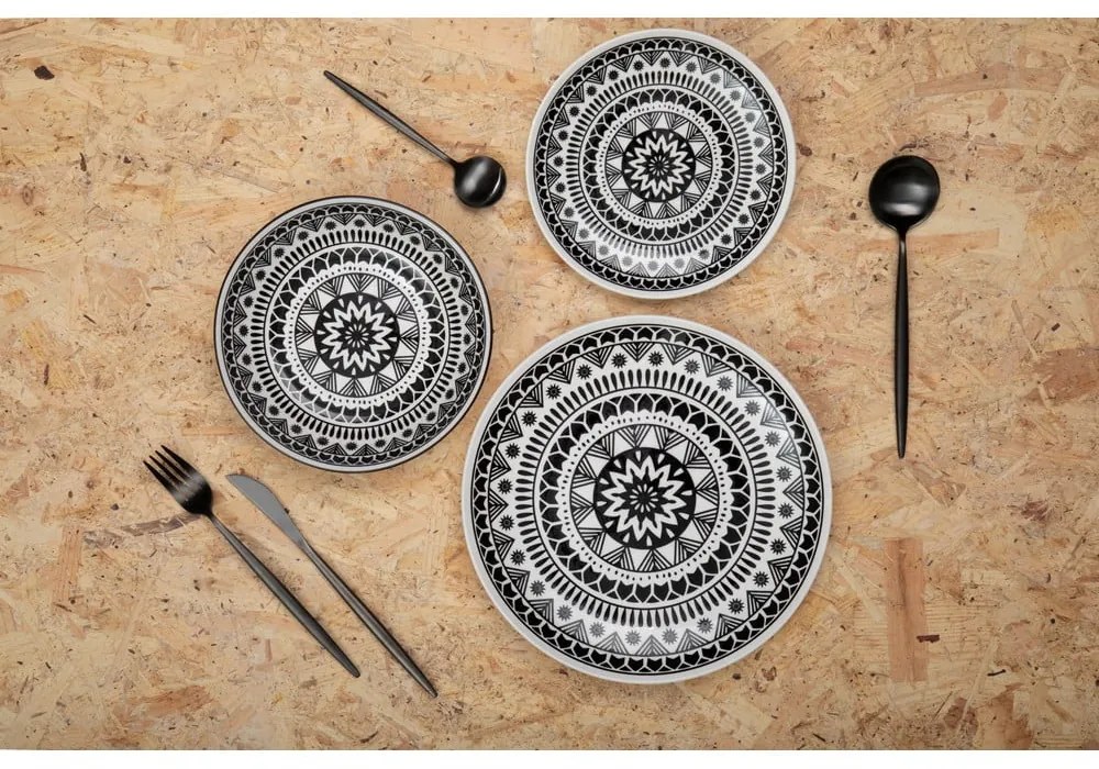 Fekete rozsdamentes acél evőeszköz készlet 16 db-os Modern retro – Premier Housewares