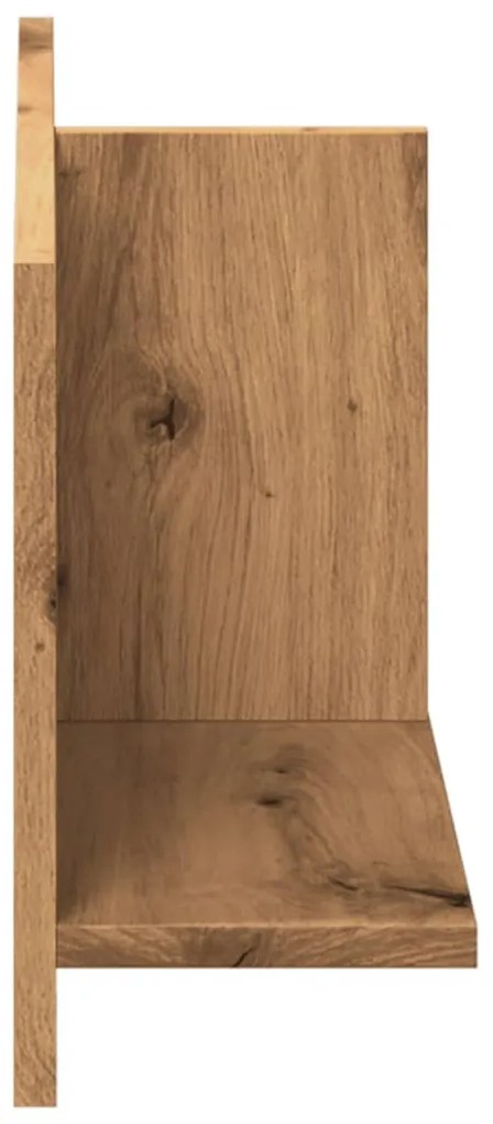 kézműves tölgy színű szerelt fa faliszekrény 70 x 16,5 x 30 cm