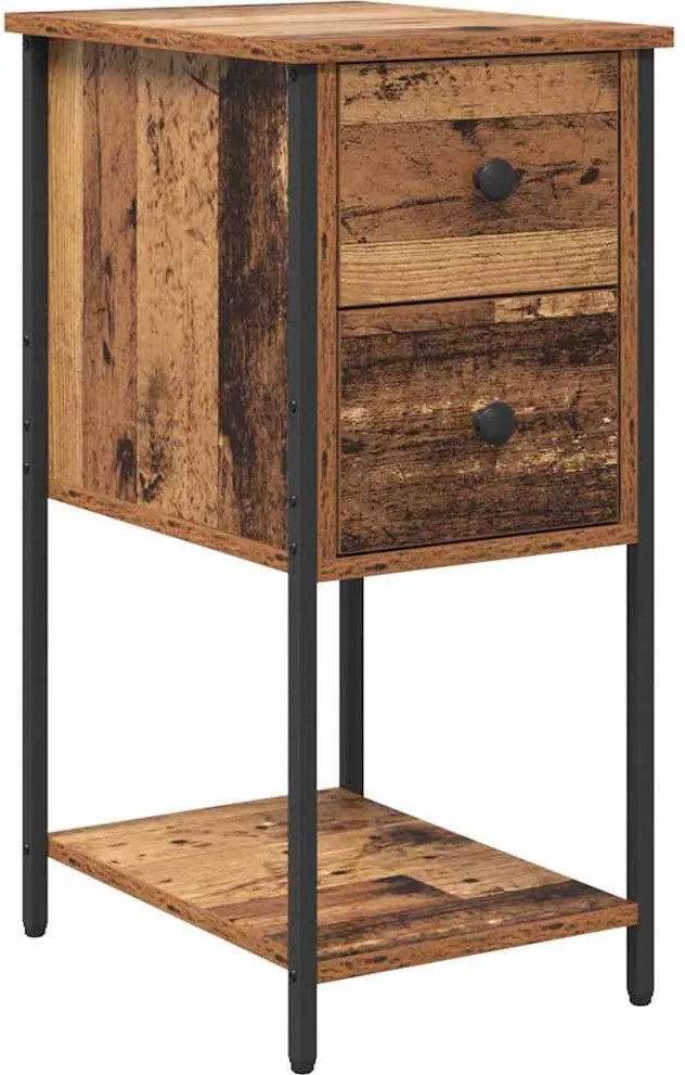 vidaXL Éjjeliszekrény fiókkal Régi fa 32 x 42 x 70 cm Faanyag