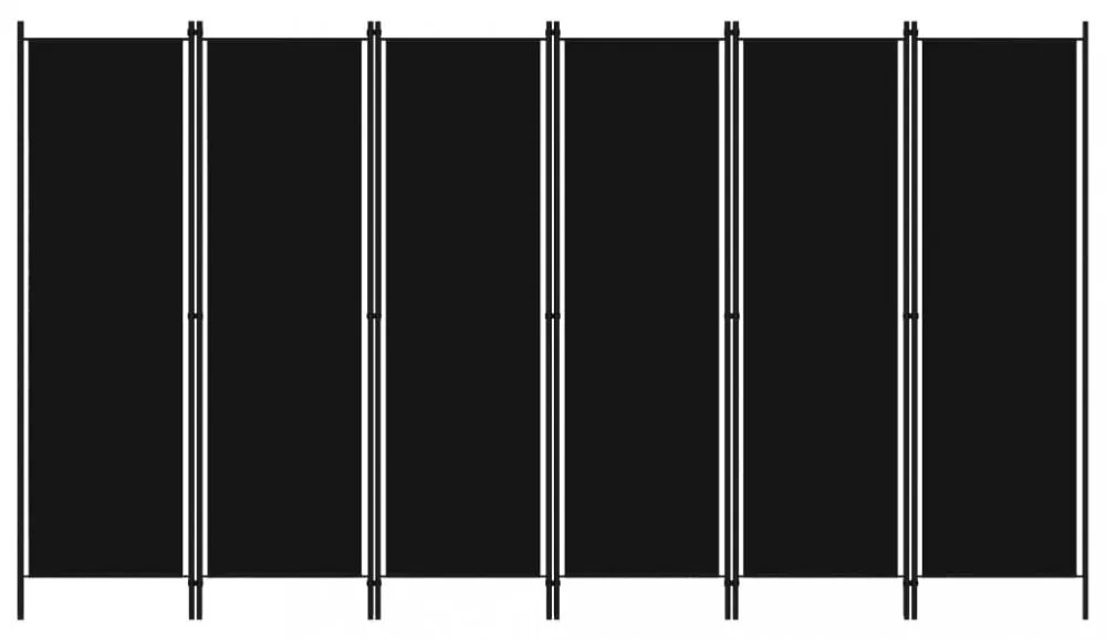 fekete 6 paneles paraván 300 x 180 cm