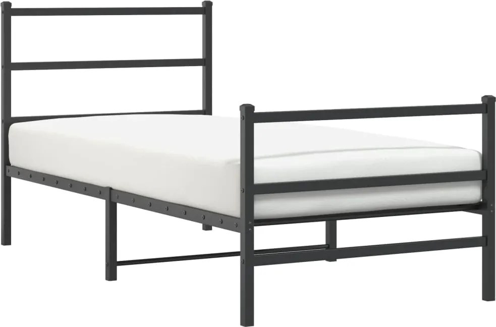 vidaXL fekete fém ágykeret fej- és lábtámlával 90 x 200 cm