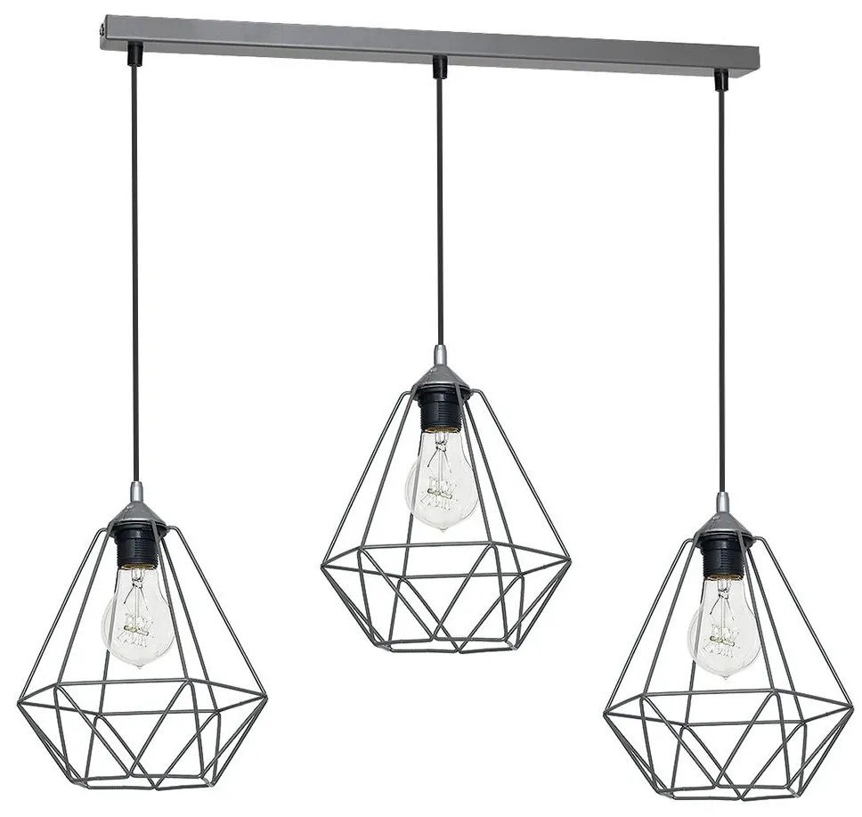 Függeszték BASKET 3xE27/60W/230V szürke