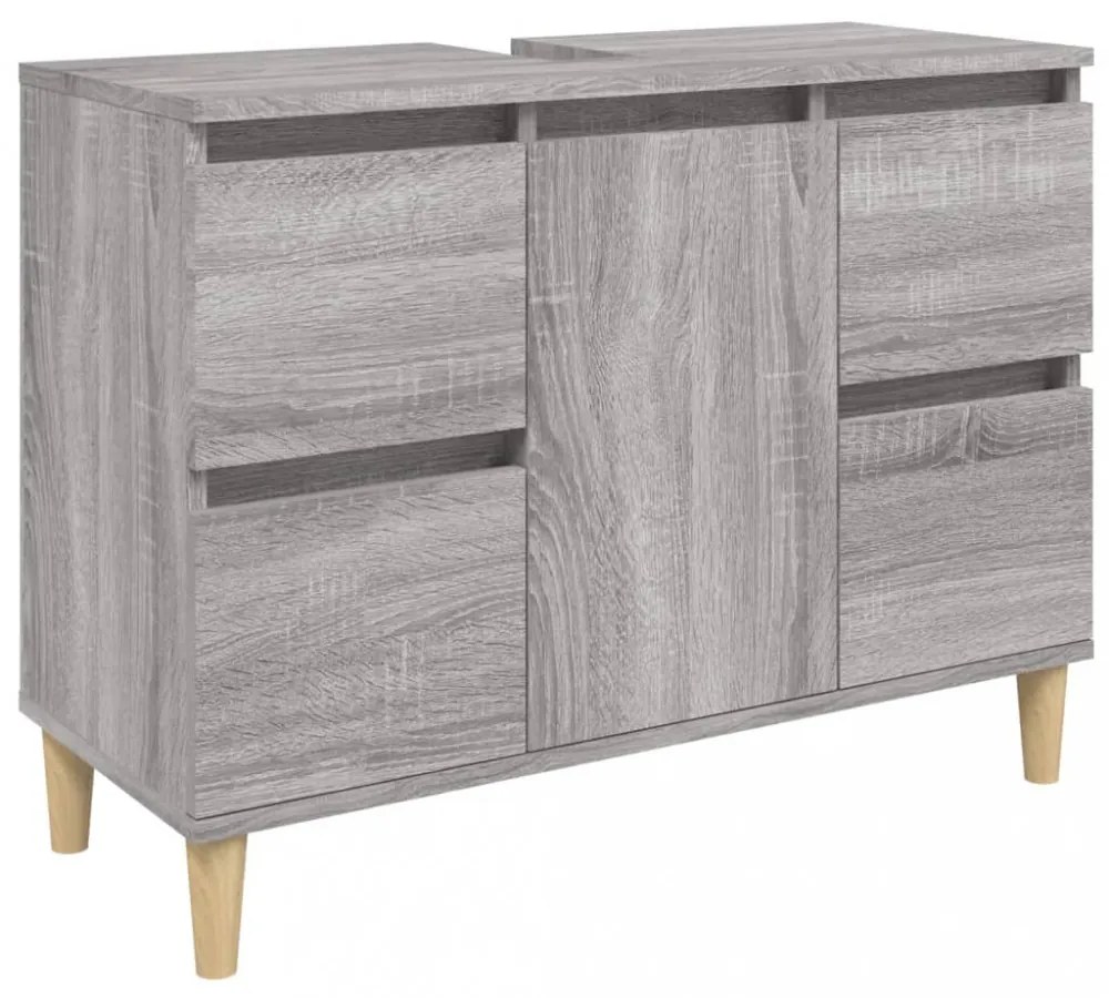 szürke sonoma színű szerelt fa mosdószekrény 80 x 33 x 60 cm