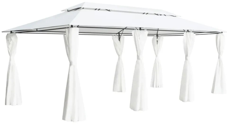 fehér pavilon függönyökkel 600 x 298 x 270 cm 180 g/m²