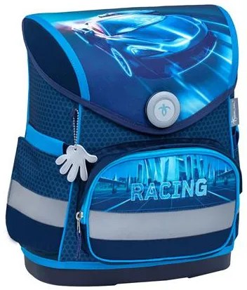 Iskolatáska, mágneszárral, BELMIL Compact Racing Blue Neon, versenyautó (BL40541AG12F)