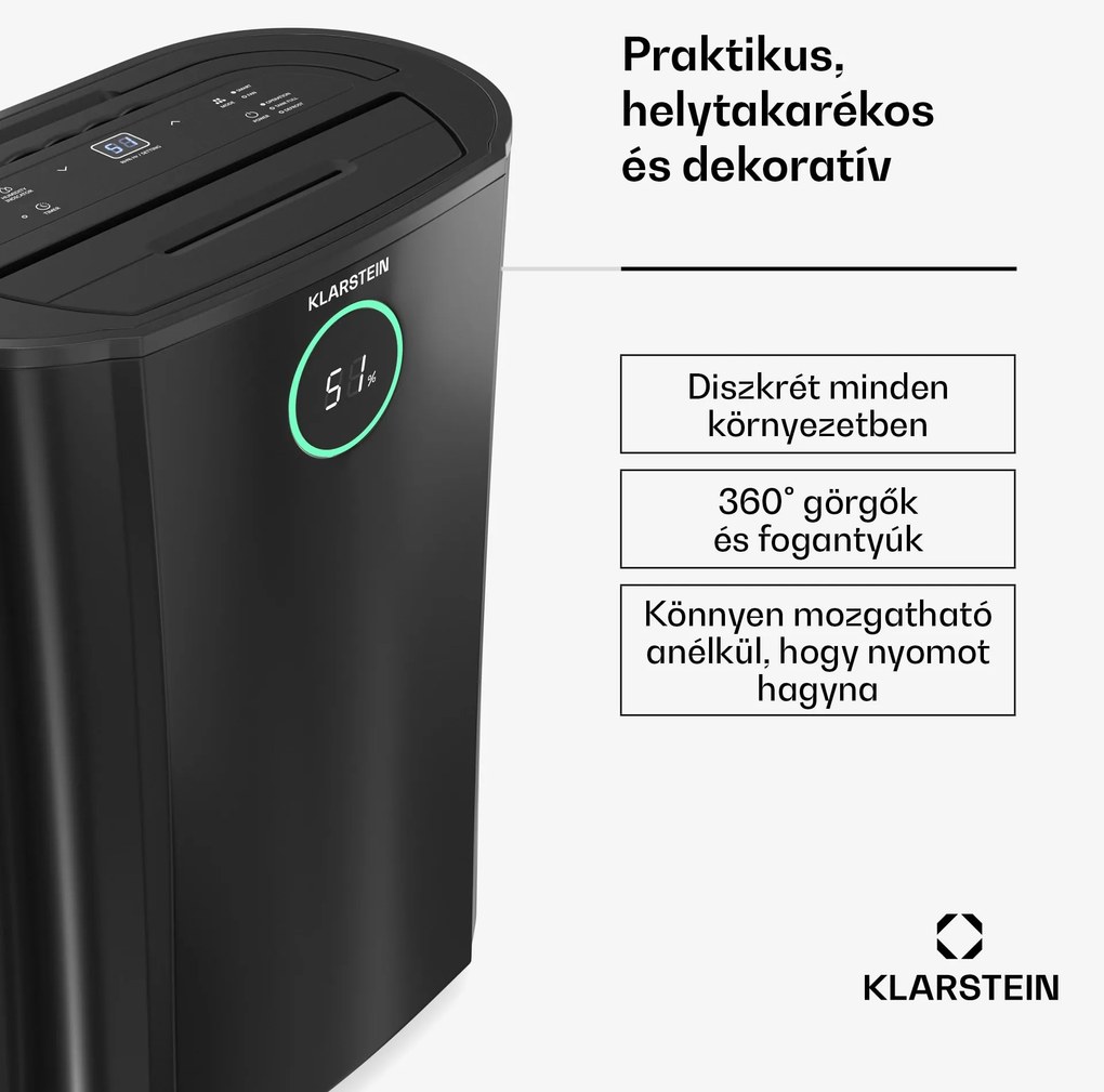 Klarstein DryFy ProConnect 16L párátlanító, 16 l/nap, 18 m², WiFi, App, LED kijelző, 24 órás időzítő