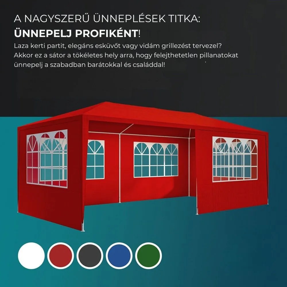 NEAPOL rendezvénysátor, 3x6m, piros Jurhan