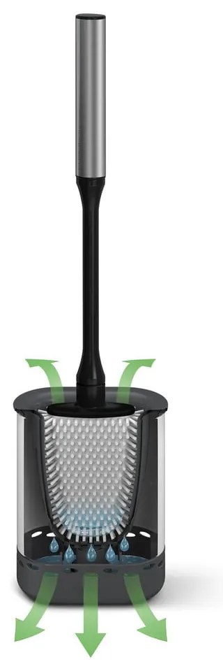 Sötétszürke rozsdamentes acél WC-kefe Cleany – Metaltex