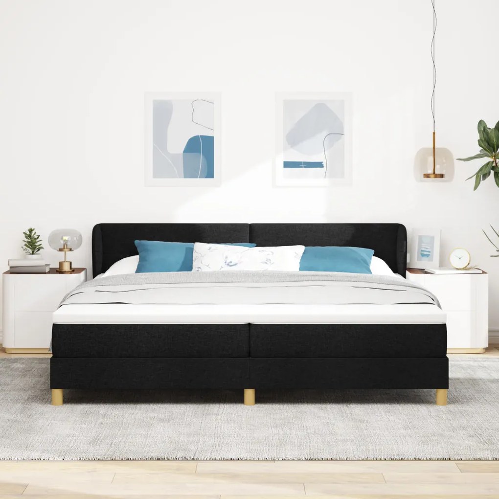 Box Spring Ágy Matrac - Fekete, 200x200 cm Zsákkal