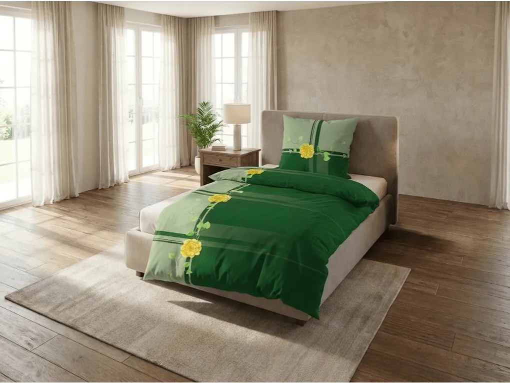 Pamut ágynemű RENARA zöld Ágyneműhuzat mérete: 70 x 90 cm | 140 x 200 cm