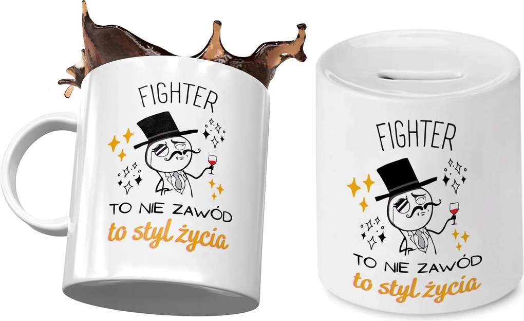 Fighter Bögre Ajándék persely szett fényképes nyomtatással