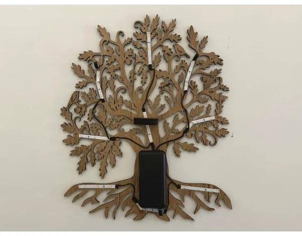 Li-Go 23673/DUB2 - LED fali dekoráció LED/10W/5V 20000 mAh 45x55 cm tölgy + távirányító