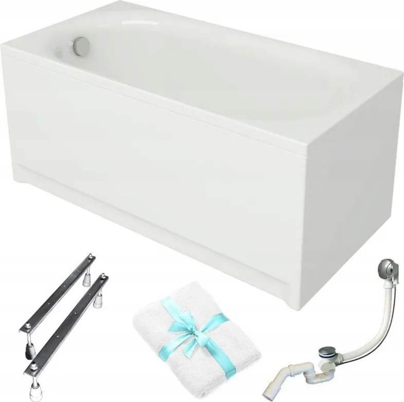 Téglalap alakú kád Cersanit Octavia 140x70 fehér lábszifon burkolat