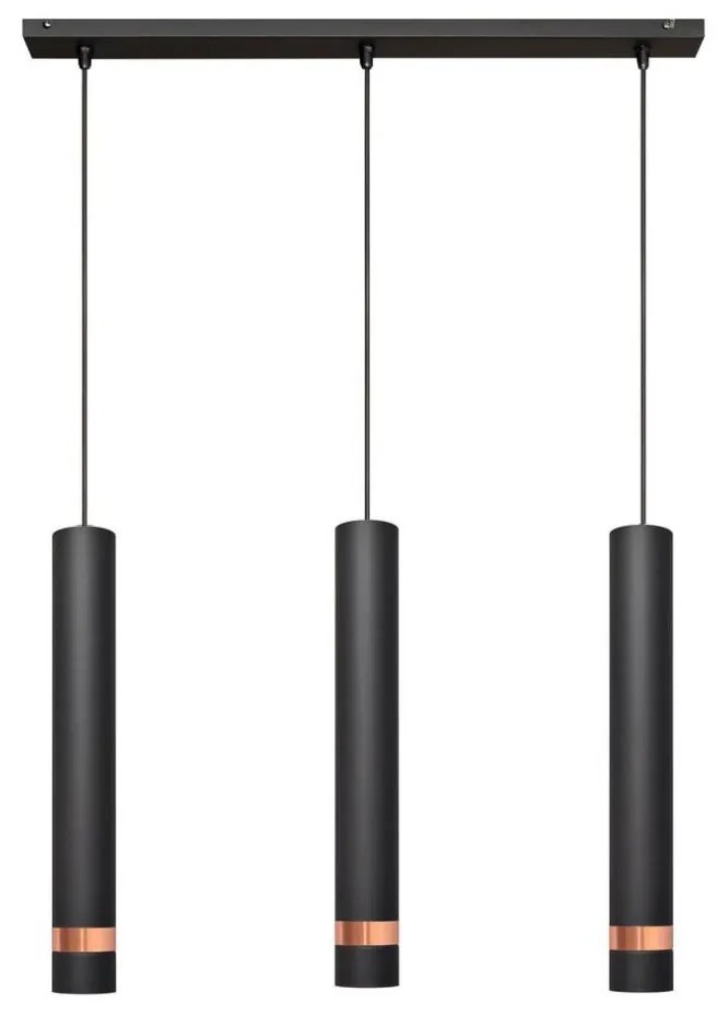 LED Csillár zsinóron TUBA 3xGU10/4,8W/230V fekete/réz