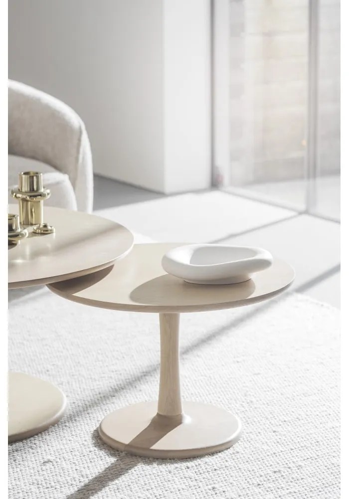 Natúr színű kerek dohányzóasztal tölgyfa dekorral 60x60 cm Hobart – Rowico