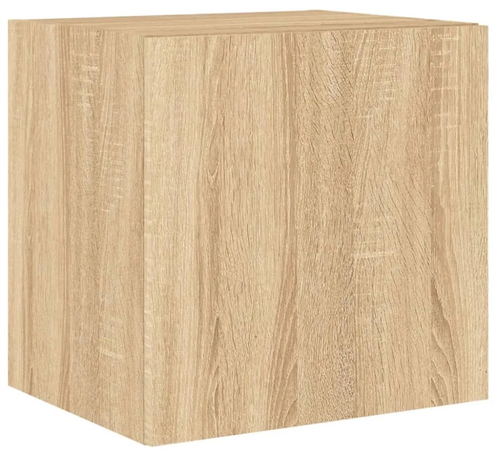 2 db sonoma tölgy színű fali TV-szekrény LED-del 40,5x35x40 cm