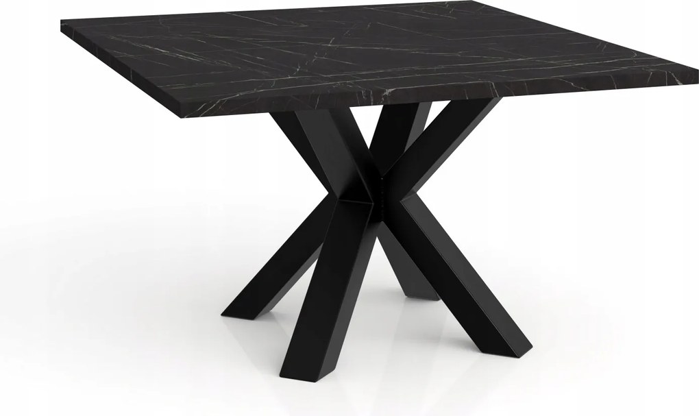 Dohányzóasztal Noé 60x60 cm nappali asztallap fekete márvány glamour