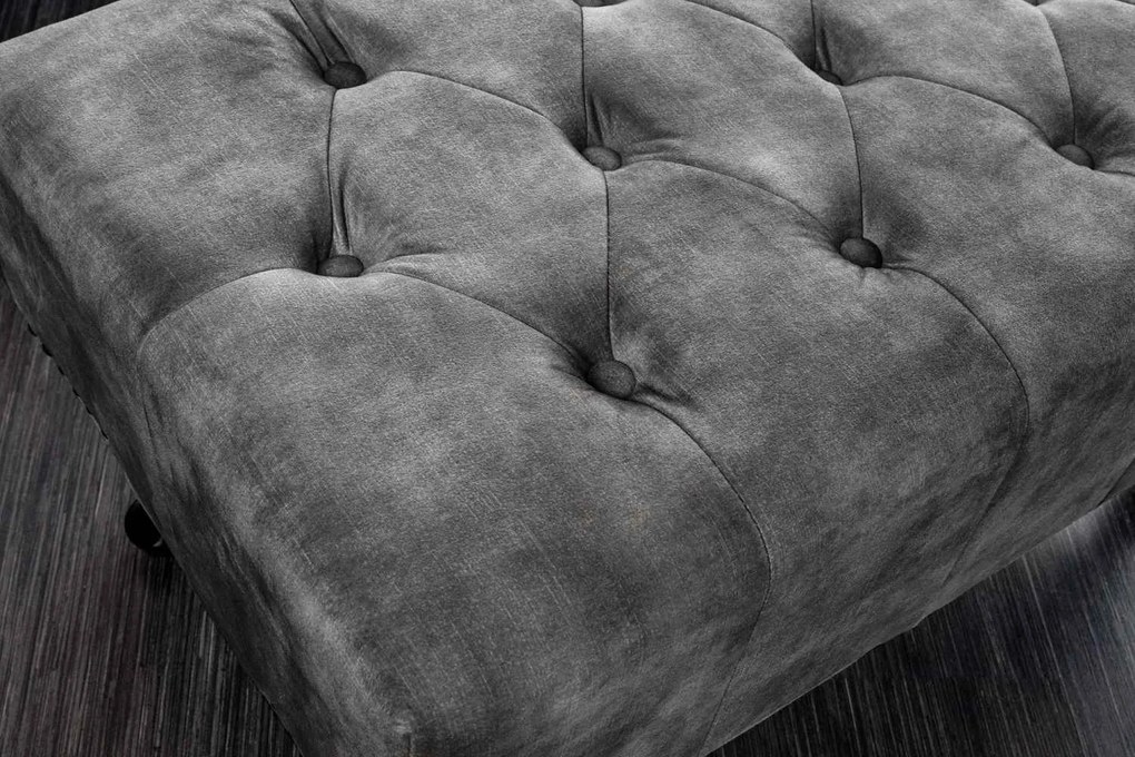 Design puff Chesterfield szürke bársony