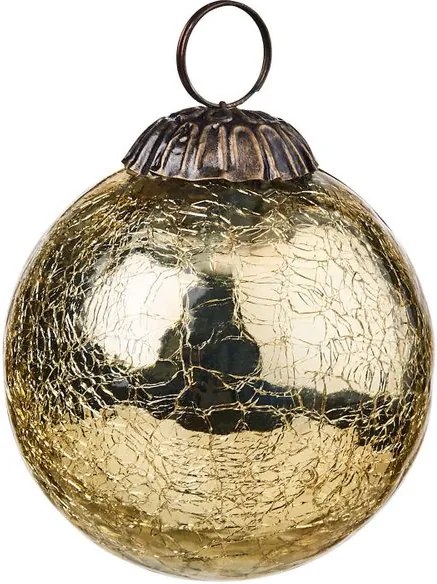 HANG ON üveggömb karácsonyfadísz repedezett arany 8cm