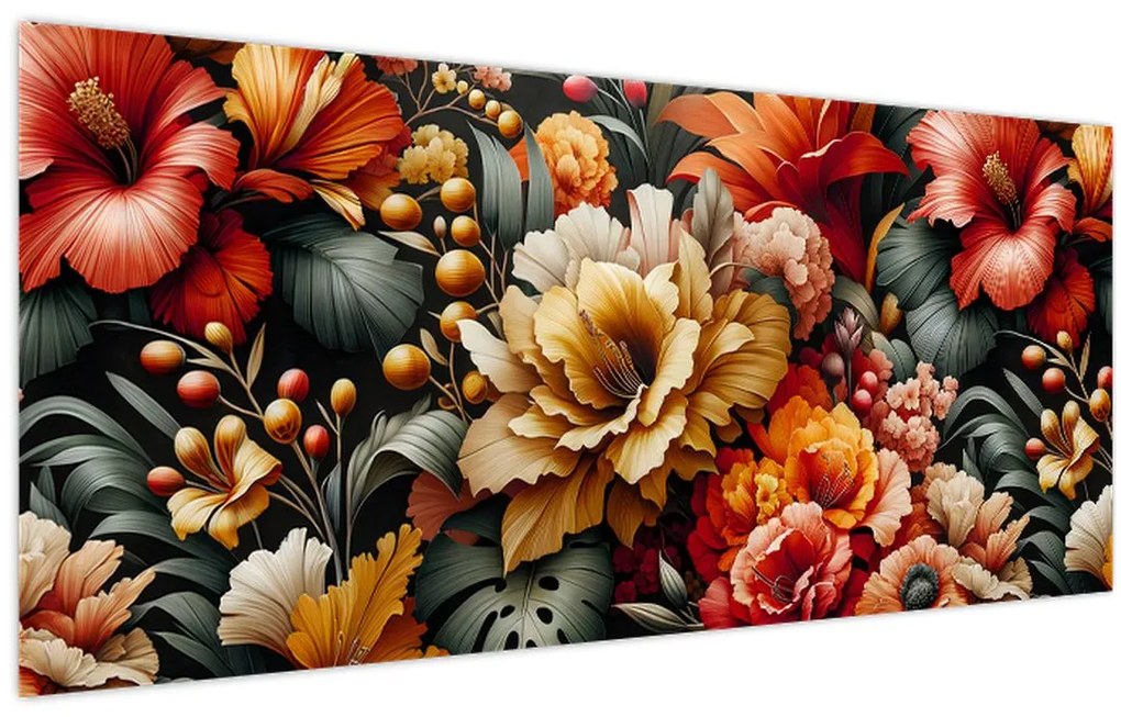 Kép - Narancs-vörös virágok (120x50 cm)
