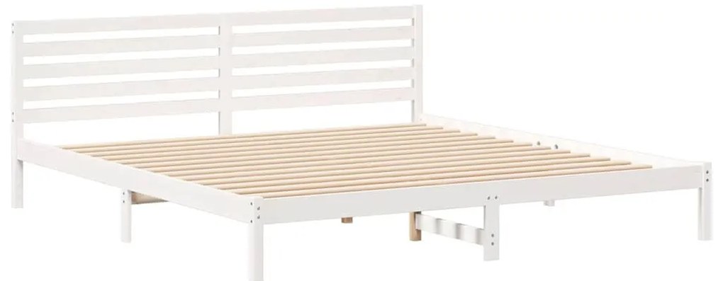 Ágykeret fejtámlával Fehér 200 x 210 cm Tömör fenyőfa