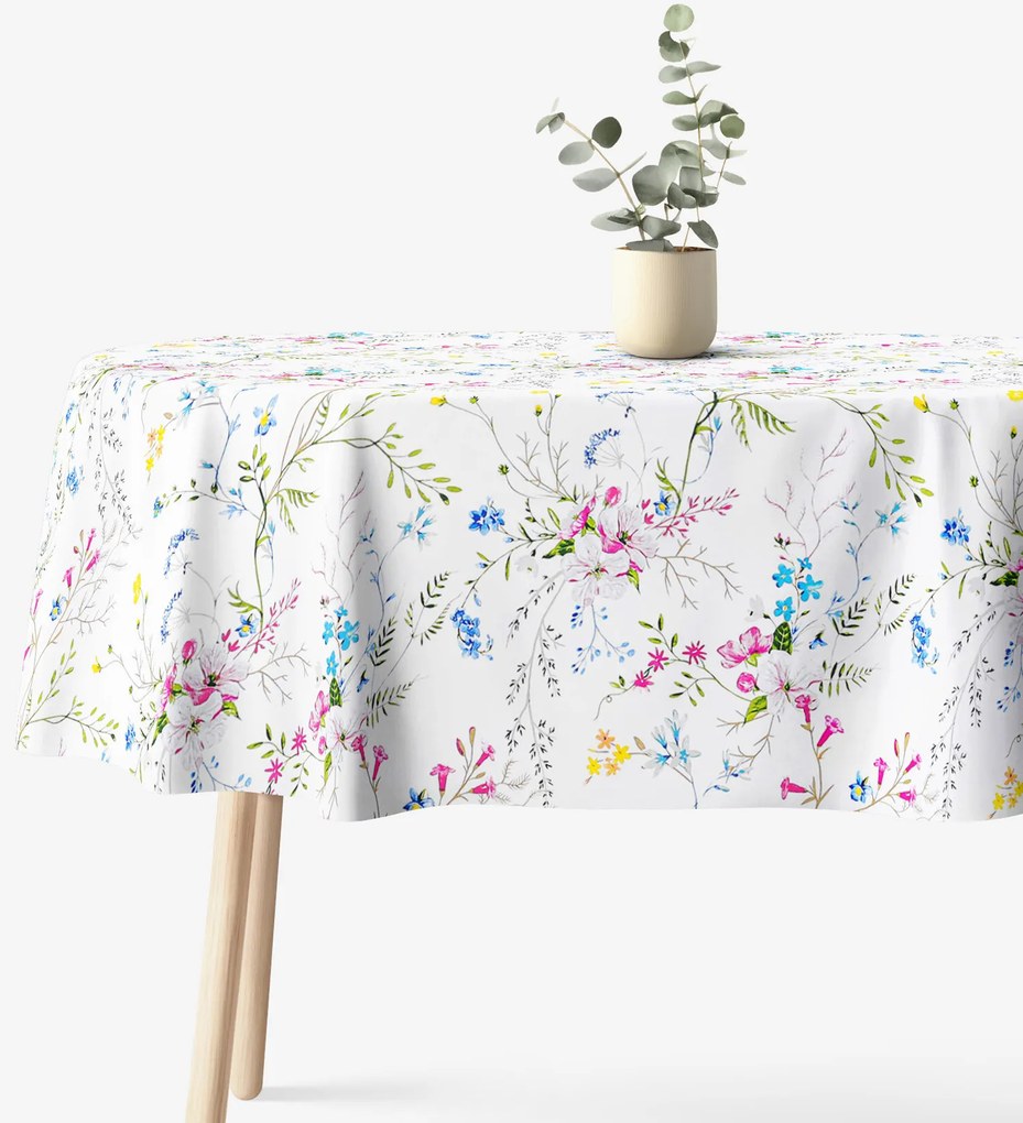 Goldea ovális pamut terítő - festett réti virágok 140 x 200 cm