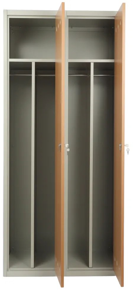 Fém szekrény fa ajtókkal, 80 x 50 x 180 cm, hengerzárral, bükkfa