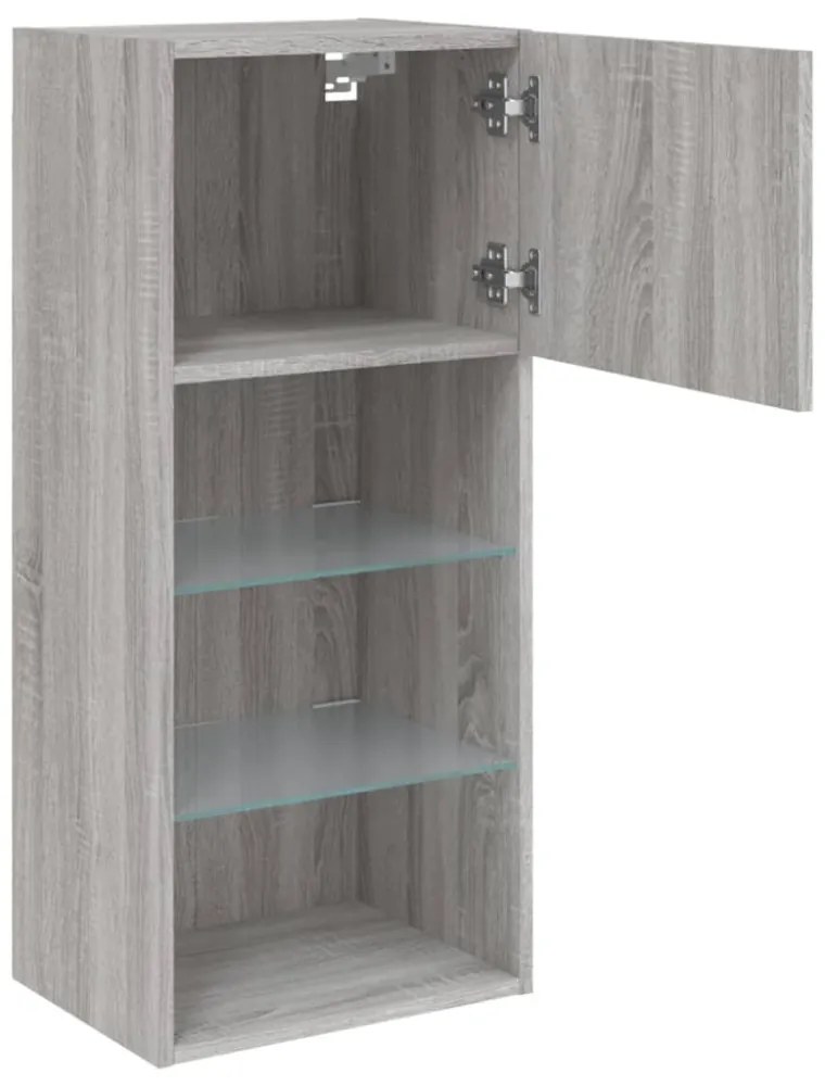szürke sonoma színű TV-szekrény LED-lámpákkal 40,5x30x90 cm