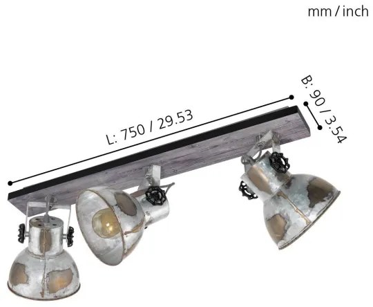 Eglo 49652 - Spotlámpa BARNSTAPLE 3xE27/40W/230V