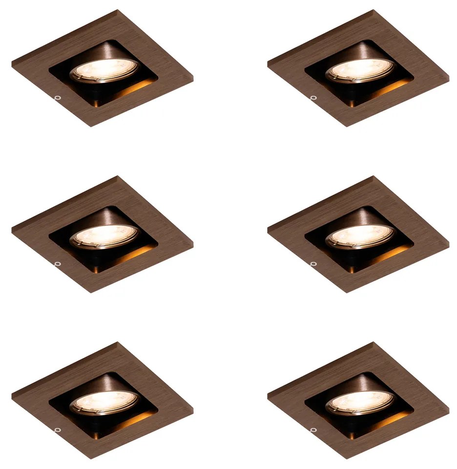 6 darabos modern, sötét bronz színű, állítható süllyesztett spotlámpa szett - Qure