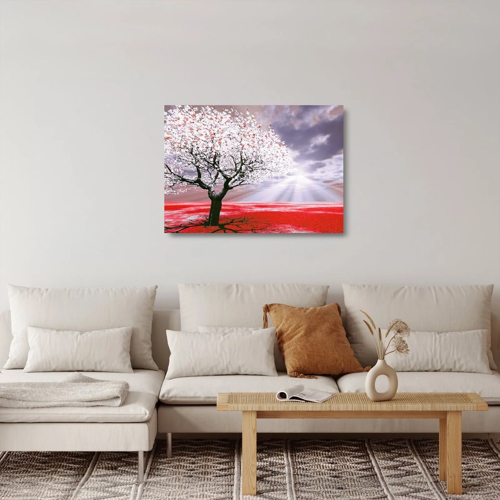 Piros fa kép (üvegen) (70x50 cm)