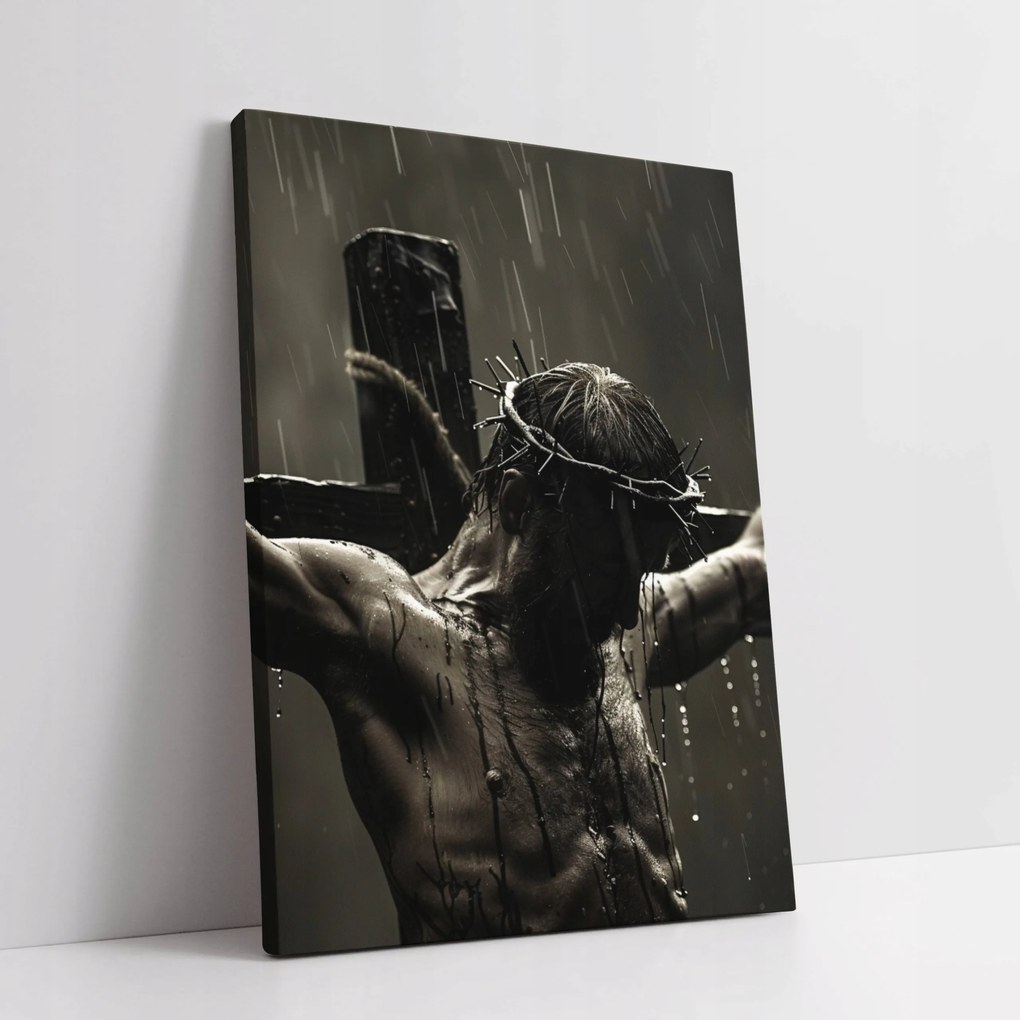 Jézus Krisztus töviskoronában a kereszten vászonkép 60x80