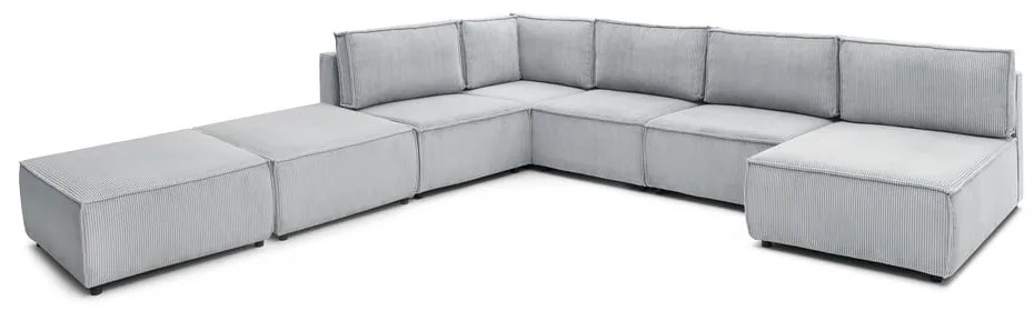 Világosszürke kordbársony sarokkanapé ("U" alakú-variálható) Nihad modular – Bobochic Paris