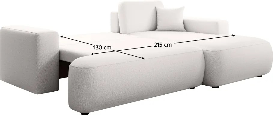 Ülőgarnitúra, fehér, jobbos, GARY ROH