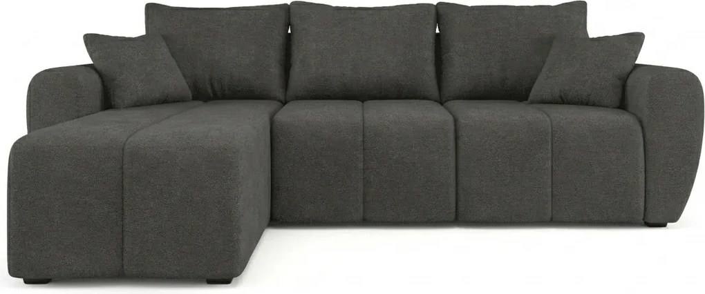 SEVIO L alakú kihúzható sarokkanapé, 246x145 cm, sötétszürke, univerzális + 2 párna INGYEN