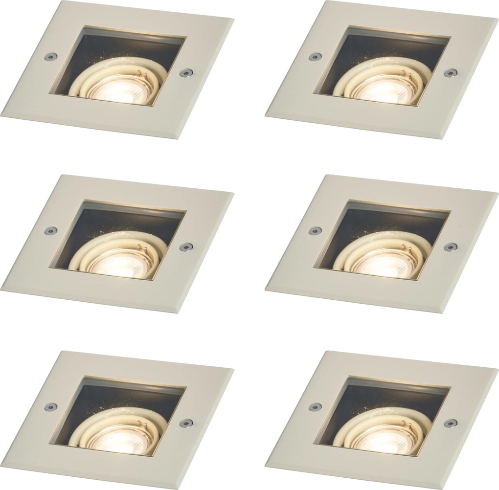 6 darabos modern bézs GU10 50mm állítható süllyesztett talajspotlámpa IP65 - Oneon