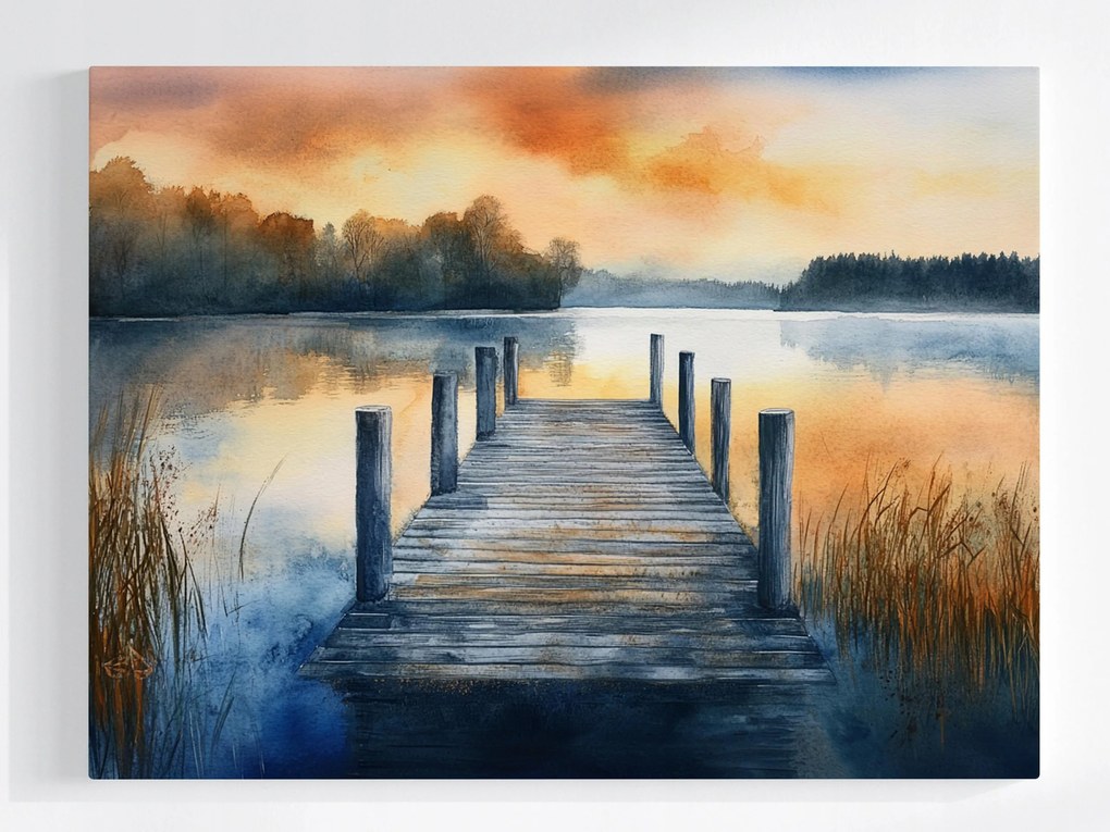 Vászonkép Canvas Tájkép Tó Móló Nyugat 80x60