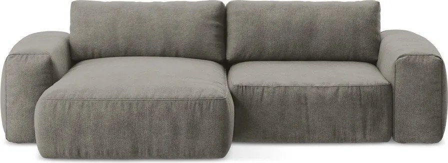 Szürke zsenília kinyitható sarokkanapé (bal oldali-heverő résszel) Kuki – Makamii