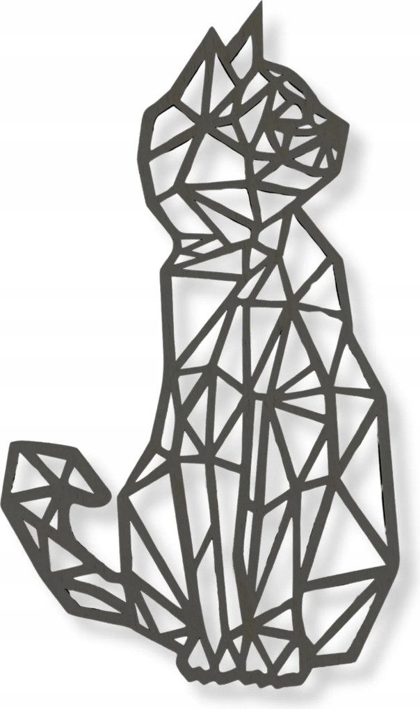 Fali Dekoráció Áttört Kép Fekete Geometrikus Macska 2 Cica 3D 26CM