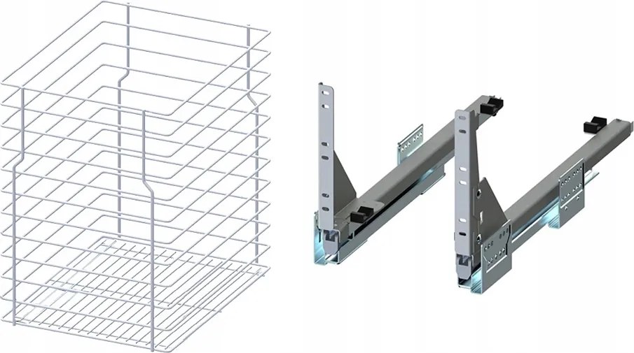 Cargo kosár alsó szekrényhez 40cm 400 Fehér 1p push Rejs teljes kihúzás