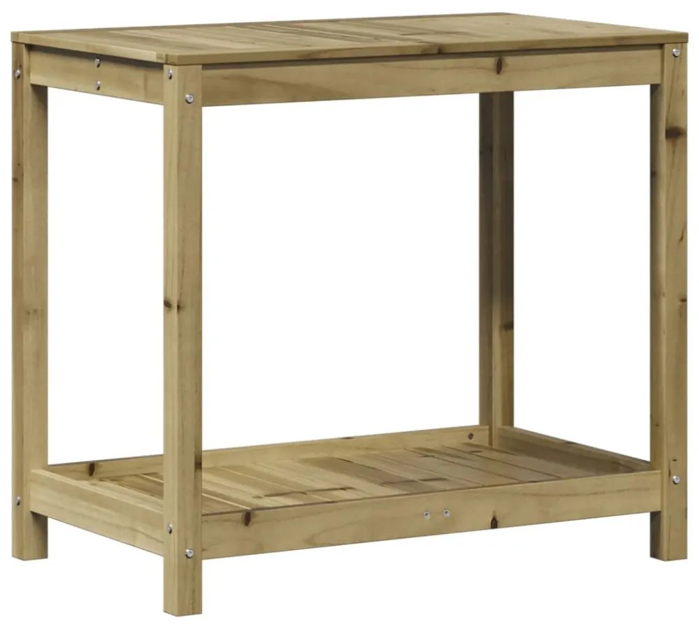 impregnált fenyőfa ültetőasztal polccal 82,5x50x75 cm