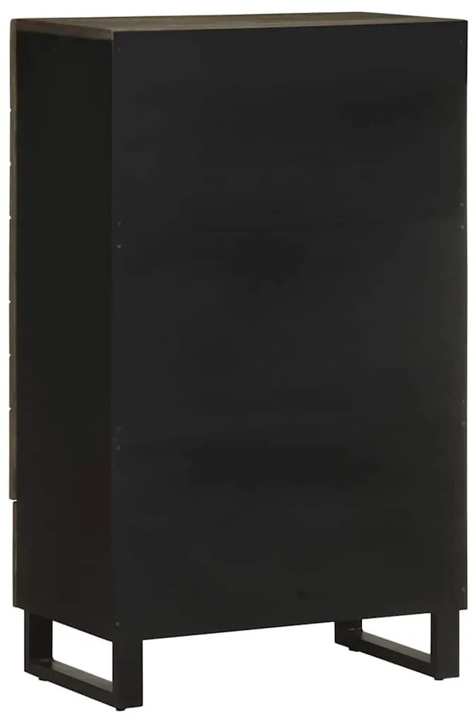 fekete tömör mangófa magasszekrény 60 x 33 x 100 cm