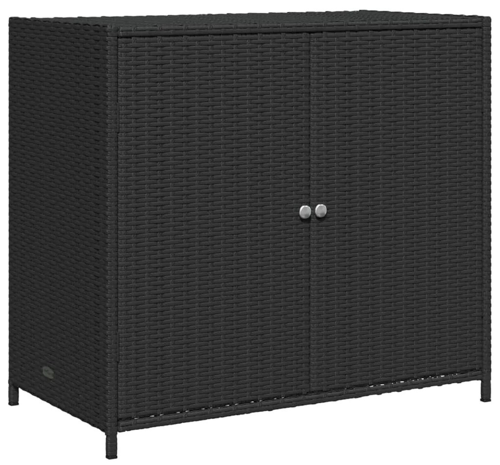 Fekete polyrattan kerti tárolószekrény 83 x 45 x 76 cm