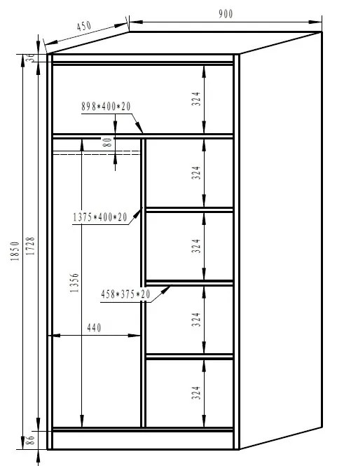 Fém szekrény, 90 x 45 x 185 cm, hengerzár, piros - ral 3000