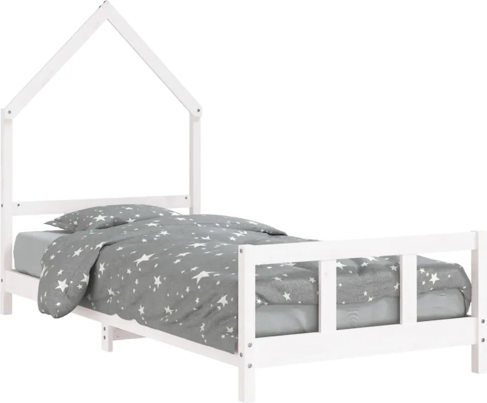vidaXL fehér tömör fenyőfa gyerekágykeret 90 x 200 cm