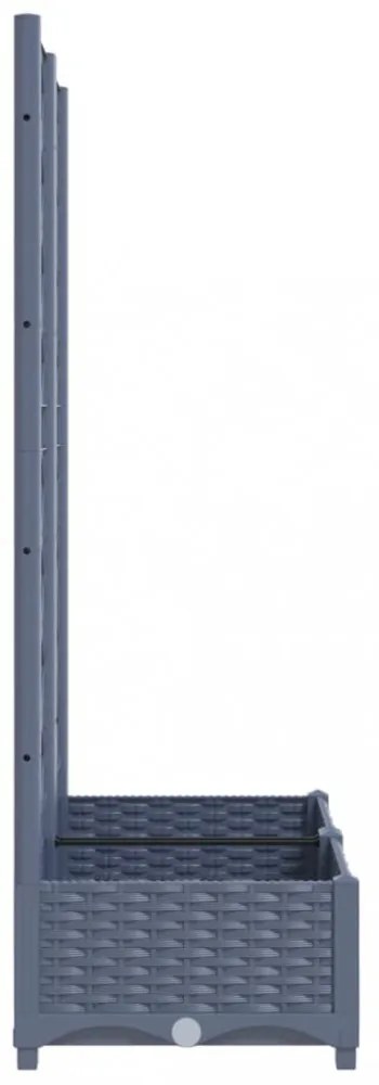 sötétszürke PP rácsos kerti ültetőláda 80 x 40 x 121,5 cm