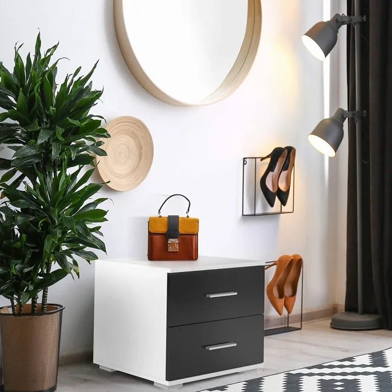 MIADOMODO Éjjeliszekrény fekete/fehér 2 db 40 x 40 x 35 cm