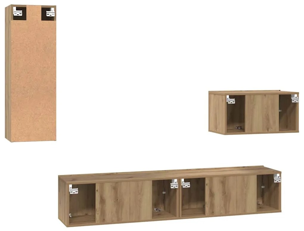 Fali TV Szekrény 4 pcs kézműves tölgy 200 x 30 x 30 cm