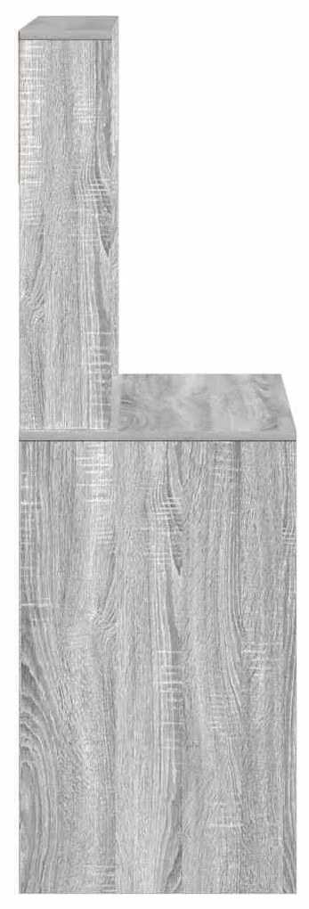 szürke sonoma színű szerelt fa íróasztal polcokkal 100x45x140cm
